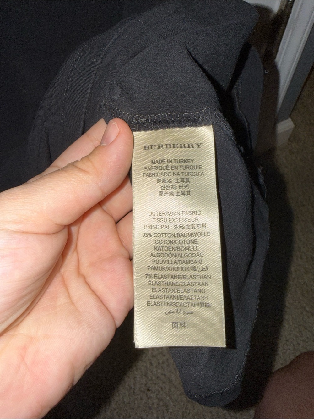 Burberry Black Short-Sleeve Crewneck Tee with Signature Check Cuff - Picture 4 of 5